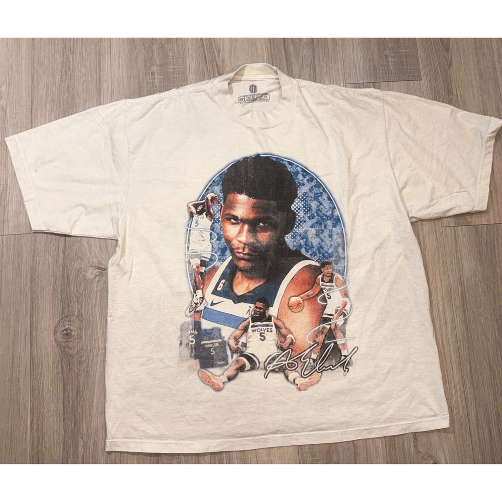 Anthony Edwards Minnesota Timberwolves Graphic Tee Train of Thought Cream 2X